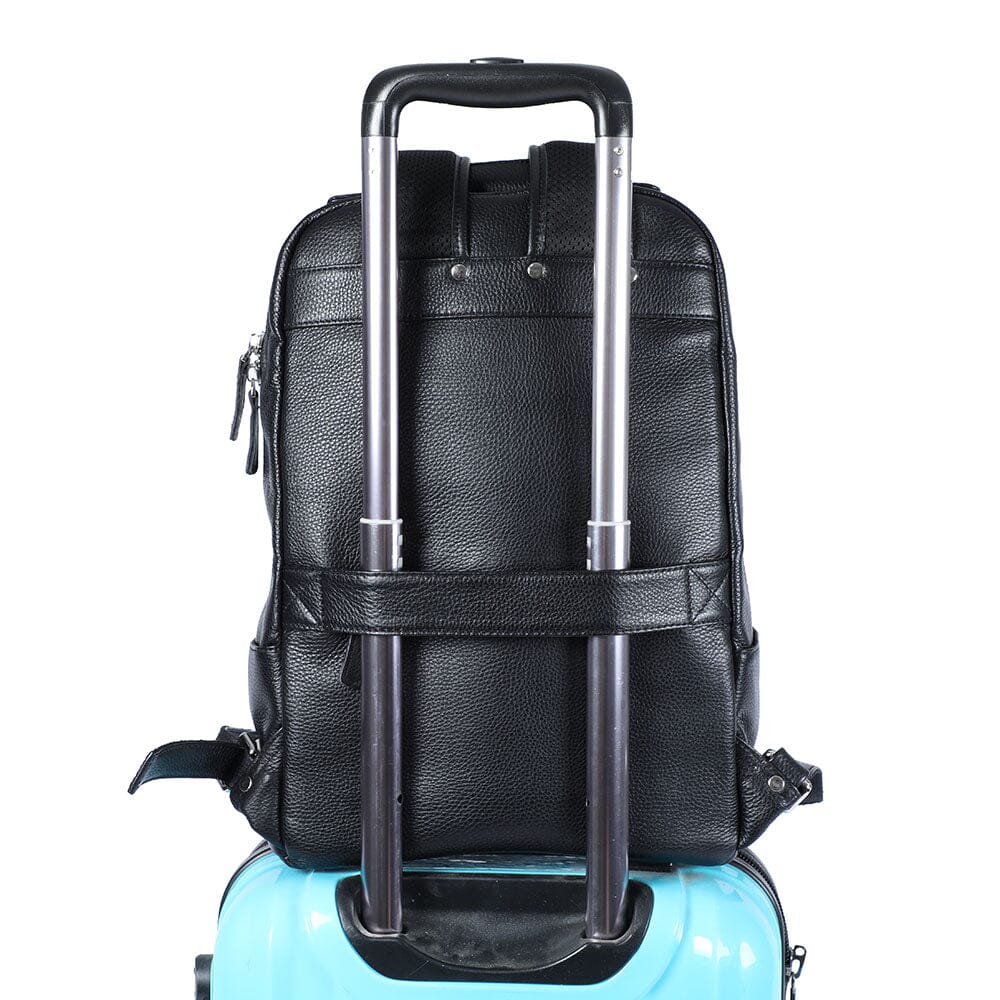 Schwarzer Leder Rucksack 16L Nocteris – Urban Backpack aus Echtleder