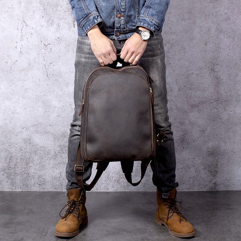Leder Rucksack Braun 22L Cordavo – Minimalistischer Vintage Rucksack